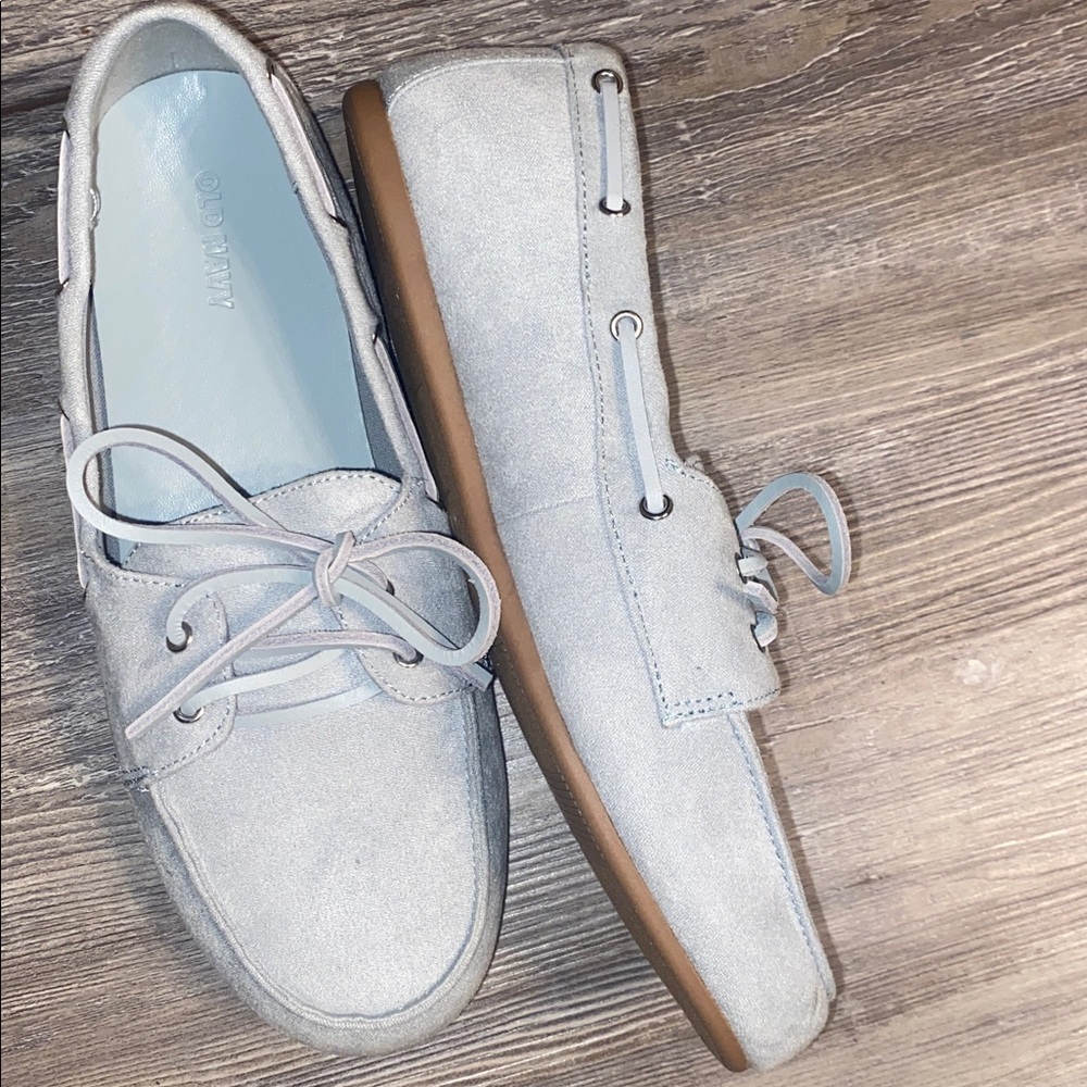 NWOT OLD NAVY Faux Suede Moccasin Loafer Flats 9 Gray Blue